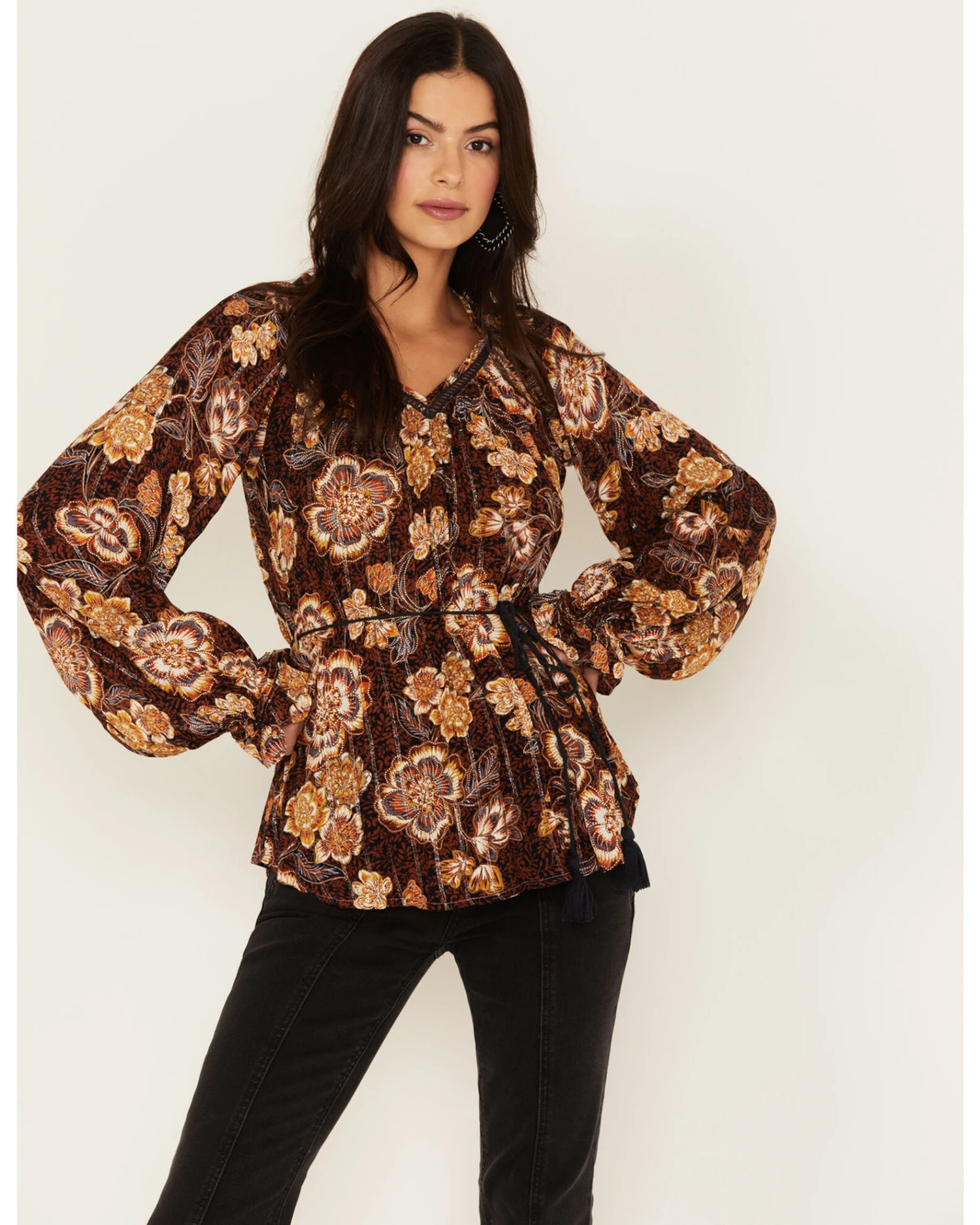 Shyanne Women's Belted Peasant Top 3 Shyanne Women's Belted Peasant Top