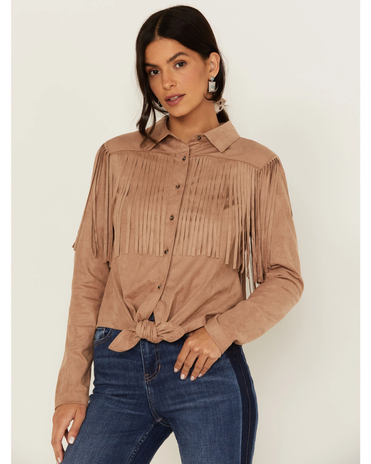 Idyllwind Women's Fate Tie-Front Faux Suede Fringe Shirt 3 Idyllwind Women's Fate Tie-Front Faux Suede Fringe Shirt
