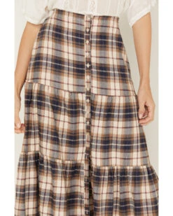 Cleo + Wolf Women's Plaid Print Button Front Midi Skirt -Wrangle Clothing Shop 2000380778 681 P3