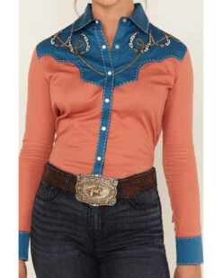 Rock & Roll Denim Women's Fringe Retro Long Sleeve Retro Snap Western Shirt -Wrangle Clothing Shop 2000381078 800 P3