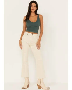 Cleo + Wolf Women's Mid Rise Flare Corduroy Pants 