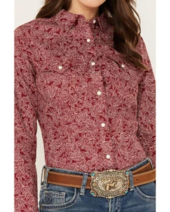 Wrangler Women's Floral Print Long Sleeve Snap Western Shirt -Wrangle Clothing Shop 2000382600 600 P3