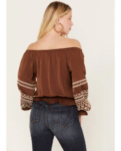 Shyanne Women's Satin Peasant Embroidered Blouse 9 Shyanne Women's Satin Peasant Embroidered Blouse -Wrangle Clothing Shop 2000382868 201 P4