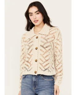 Cleo + Wolf Women's Cropped Boxy Cardigan