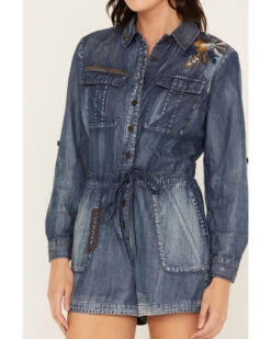 Cleo + Wolf Women's Denim Romper -Wrangle Clothing Shop 2000382962 400 P4