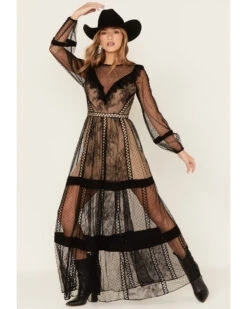 Wonderwest Women's Sheer Lace Long Sleeve Dress -Wrangle Clothing Shop 2000383188 001 P3