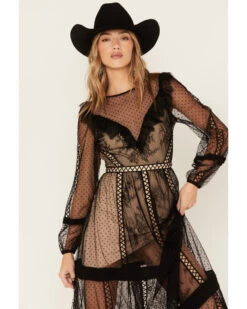 Wonderwest Women's Sheer Lace Long Sleeve Dress -Wrangle Clothing Shop 2000383188 001 P4