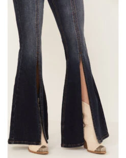 Shyanne Women's Dark Wash Mid Rise Slit Boot Cut Jeans 7 Shyanne Women's Dark Wash Mid Rise Slit Boot Cut Jeans -Wrangle Clothing Shop 2000383359 415 P2