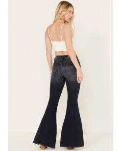 Shyanne Women's Dark Wash Mid Rise Slit Boot Cut Jeans 8 Shyanne Women's Dark Wash Mid Rise Slit Boot Cut Jeans -Wrangle Clothing Shop 2000383359 415 P3