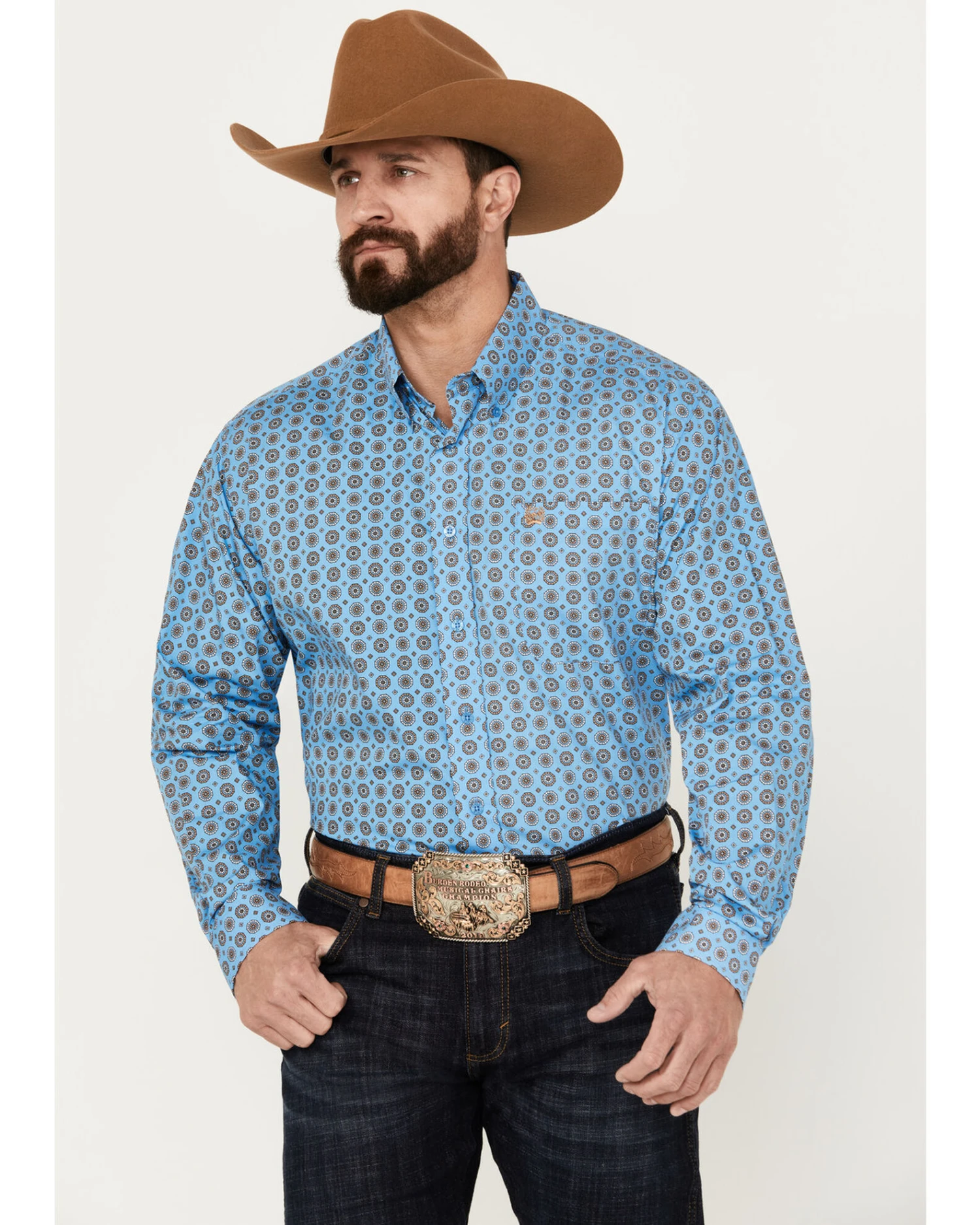 Cinch Men's Medallion Print Long Sleeve Button-Down Western Shirt 2 Cinch Men's Medallion Print Long Sleeve Button-Down Western Shirt