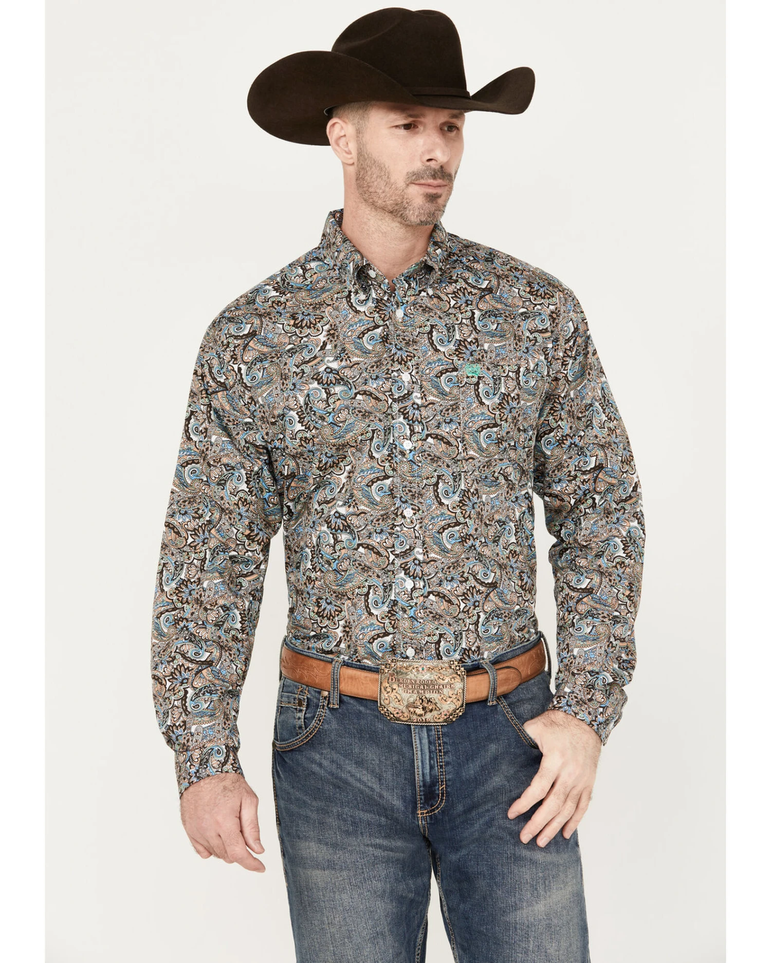 Cinch Men's Floral Paisley Print Long Sleeve Button Down Western Shirt 3 Cinch Men's Floral Paisley Print Long Sleeve Button Down Western Shirt
