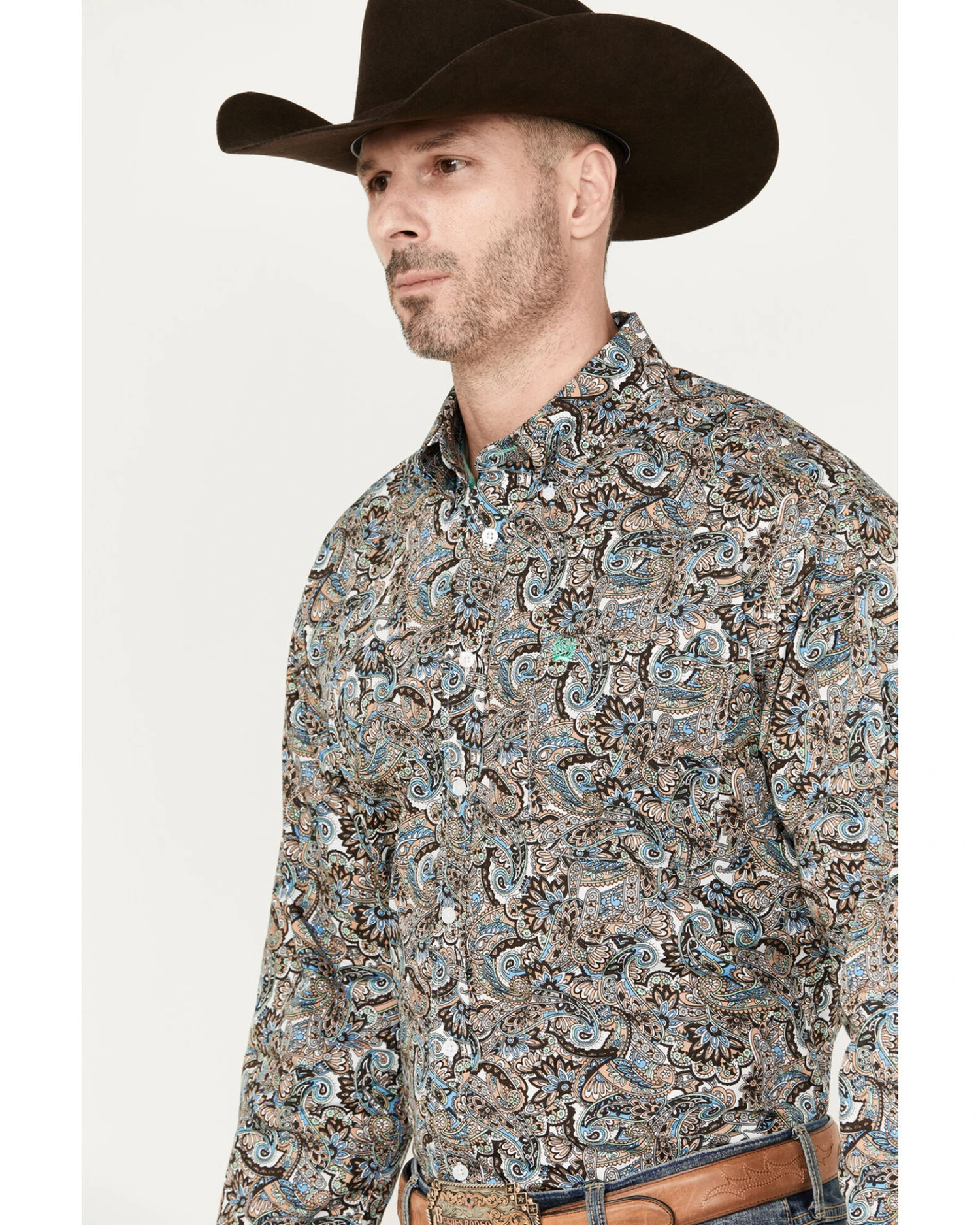 Cinch Men's Floral Paisley Print Long Sleeve Button Down Western Shirt 4 Cinch Men's Floral Paisley Print Long Sleeve Button Down Western Shirt - Image 2