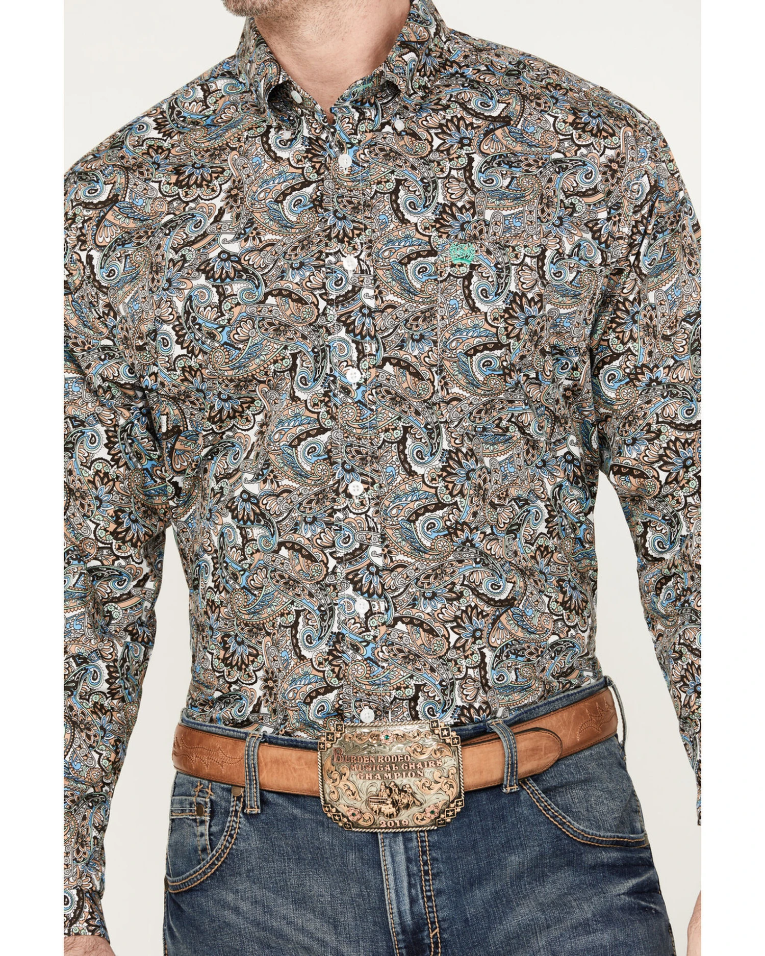 Cinch Men's Floral Paisley Print Long Sleeve Button Down Western Shirt 5 Cinch Men's Floral Paisley Print Long Sleeve Button Down Western Shirt - Image 3