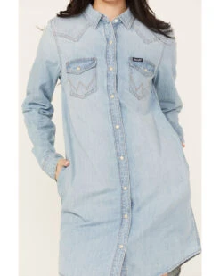 Wrangler Retro Women's Light Wash Denim Shirt Dress -Wrangle Clothing Shop 2000384048 412 P4
