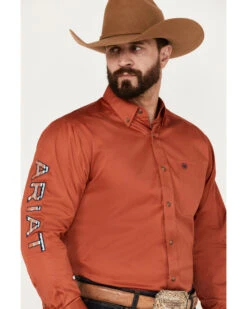 Ariat Men's Team Embroidered Logo Twill Classic Fit Long Sleeve Button Down Western Shirt -Wrangle Clothing Shop 2000384548 801 P3