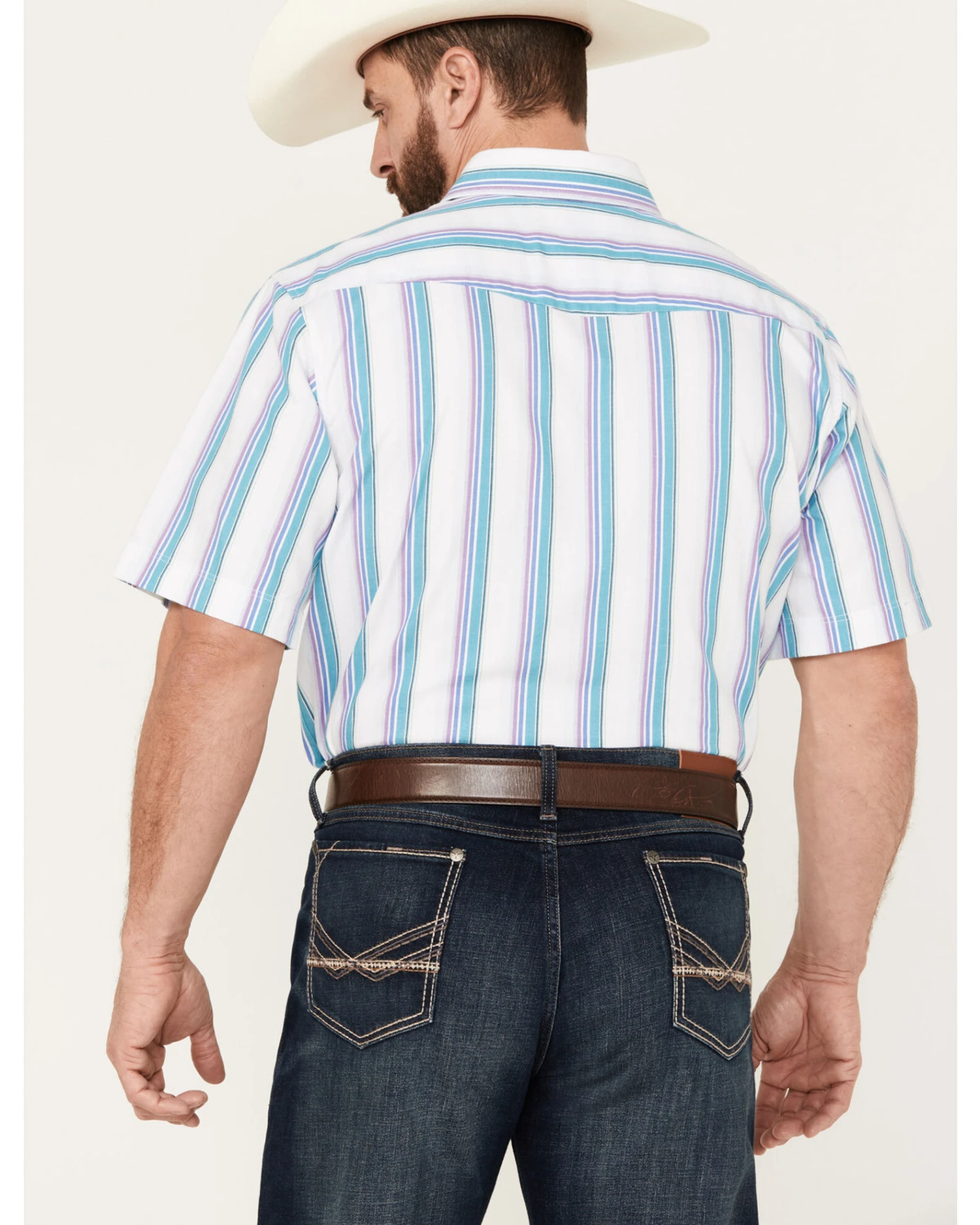 Panhandle Men's Serape Striped Short Sleeve Western Pearl Snap Shirt 6 Panhandle Men's Serape Striped Short Sleeve Western Pearl Snap Shirt - Image 4