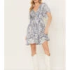 Angie Women's Paisley Print Short Sleeve Mini Dress -Wrangle Clothing Shop 2000385618 400 P1