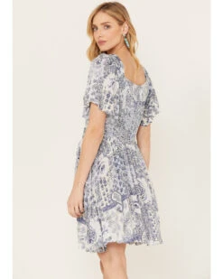 Angie Women's Paisley Print Short Sleeve Mini Dress -Wrangle Clothing Shop 2000385618 400 P4