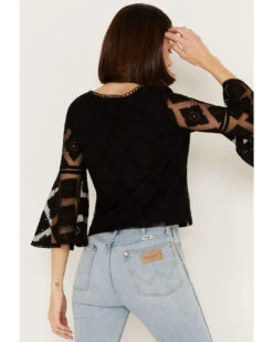 Shyanne Women's Diamond Embroidered Mesh Top 9 Shyanne Women's Diamond Embroidered Mesh Top -Wrangle Clothing Shop 2000386168 001 P4