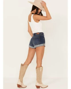 Shyanne Women's Double Barrel Dark Wash High Rise Shorts -Wrangle Clothing Shop 2000386840 416 P3