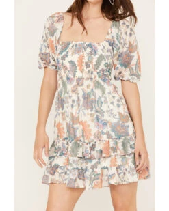 Flying Tomato Women's Floral Smocked Short Sleeve Mini Dress 8 Flying Tomato Women's Floral Smocked Short Sleeve Mini Dress -Wrangle Clothing Shop 2000388706 103 P3