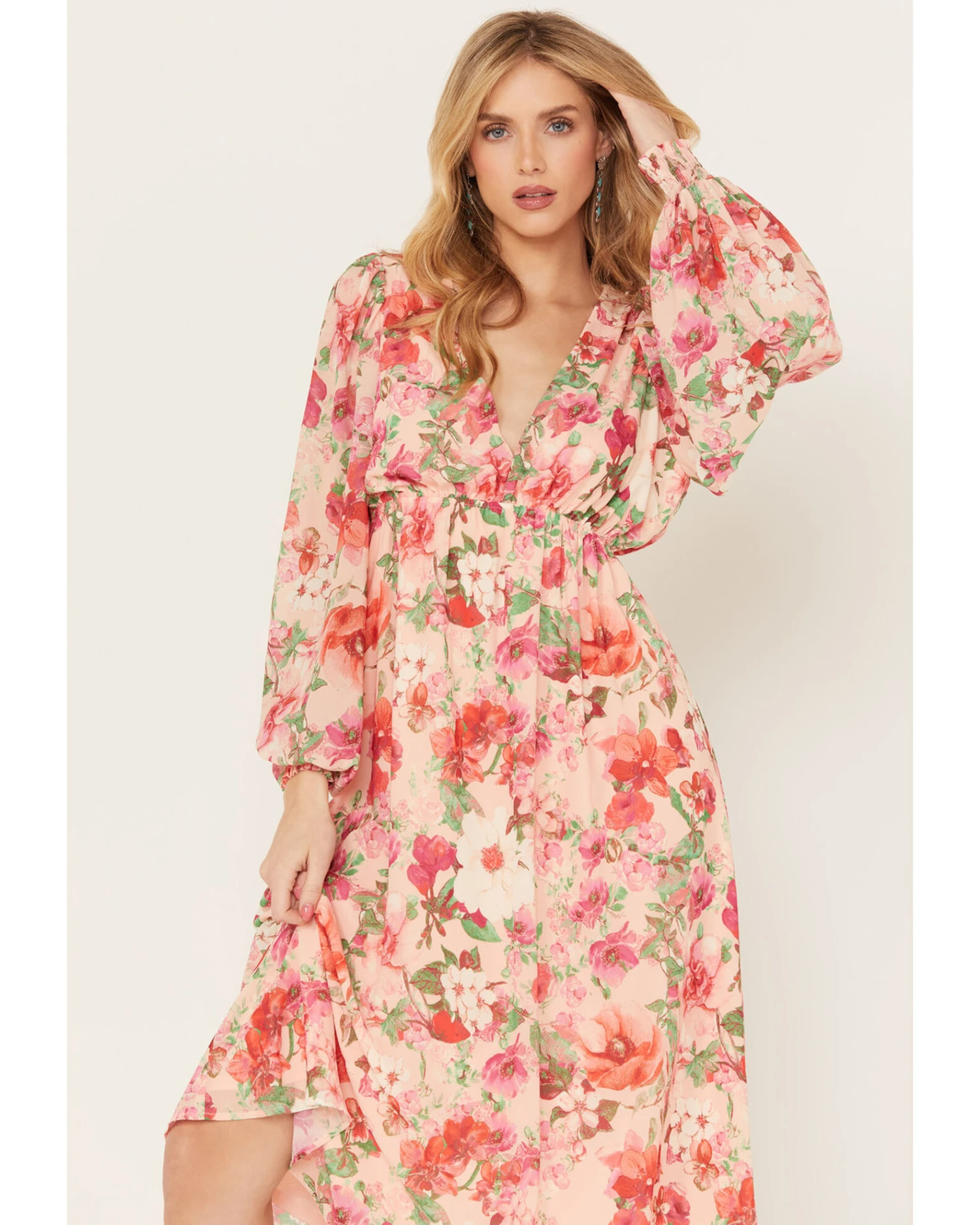 Flying Tomato Women's Floral Print Long Sleeve Midi Dress 4 Flying Tomato Women's Floral Print Long Sleeve Midi Dress - Image 2