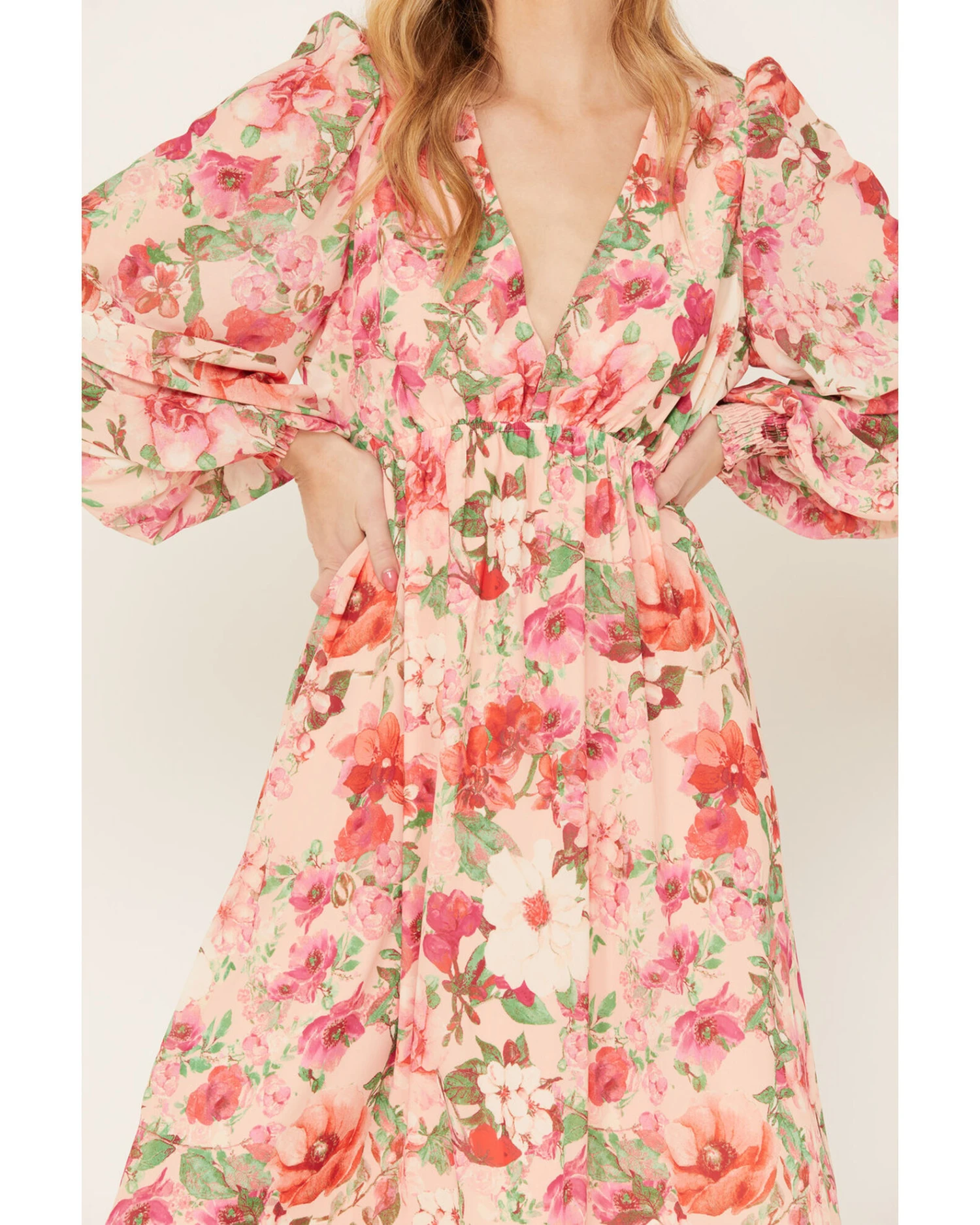 Flying Tomato Women's Floral Print Long Sleeve Midi Dress 5 Flying Tomato Women's Floral Print Long Sleeve Midi Dress - Image 3