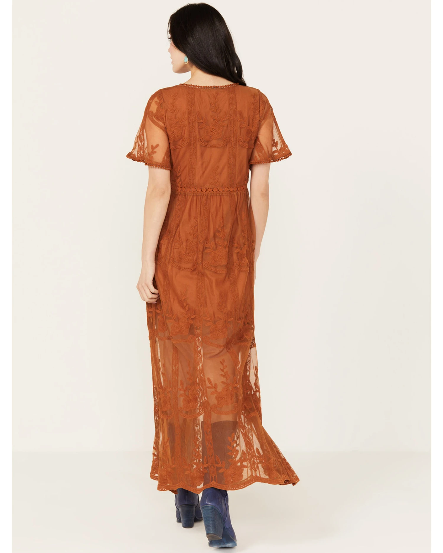 Shyanne Women's Floral Lace Split Leg Maxi Dress 6 Shyanne Women's Floral Lace Split Leg Maxi Dress - Image 4