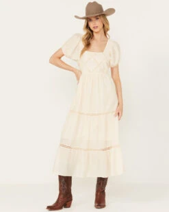 Band Of The Free Women's Crochet Trim Front Maxi Dress
