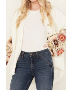 POL Women's Crochet Sleeve Long Sleeve Button Down Shacket -Wrangle Clothing Shop 2000393558 103 P3